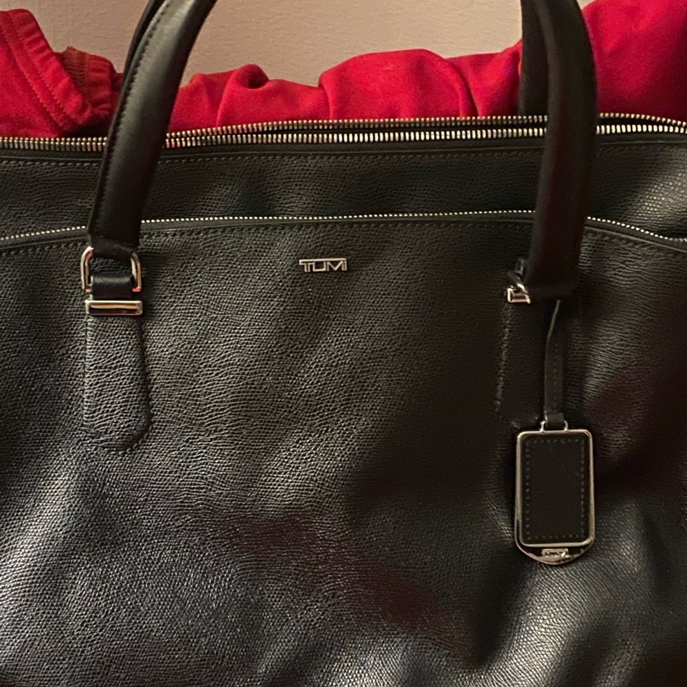 TUMI Textured Black Leather Bag
